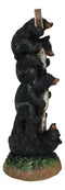 Rustic Forest Stacked Black Bear Cubs Holding Love Wood Slices Sign Figurine