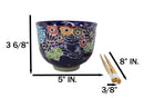 Purple Colorful Flowers In Wind Ceramic Donburi Ramen Bowl With Chopsticks Set