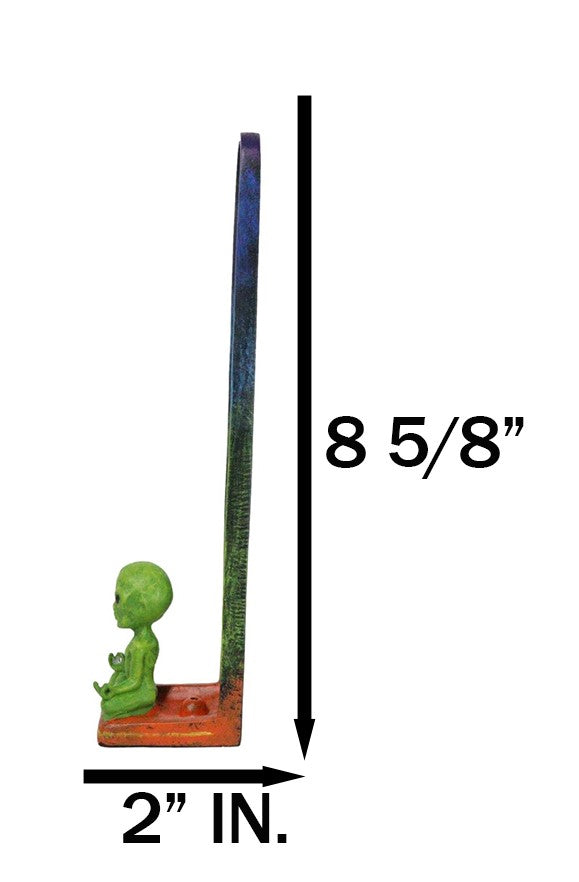 Green Roswell Alien UFO With 7 Chakra Zone Colors Incense Stick Burner Figurine