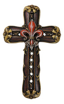 Royal Florentian Rococo Fleur De Lis Classic Faux Wooden Rustic Wall Cross