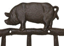 Cast Iron Rustic Farmhouse Hog Boar Pig 3 Peg Wall Hooks Organizer Hanger Plaque