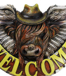 Rustic Western Angel Winged Cowboy Hat Cow Country Welcome Sign Wall Decor