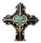 Rustic Turquoise Heart With Floral Scrollwork And Heart Spike Nails Wall Cross