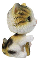 Japanese Fortune Charm Maneki Neko Calico Beckoning Cat Bobblehead Figurine