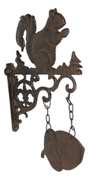 Cast Iron Rustic Farmhouse Squirrel Welcome Acorn Fleur De Lis Wall Bracket Sign