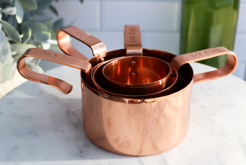 Pack Of 4 Boutique Chic Stainless Steel Copper Plated Stackable Measuring Cups