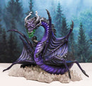 Earth Elemental Purple Moonlight Spider Arachnafaria Dragon On Crystals Statue