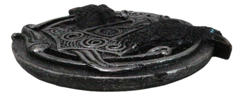 Norse Viking Knotwork Thor Hammer Mjolnir With Black Ravens Incense Burner