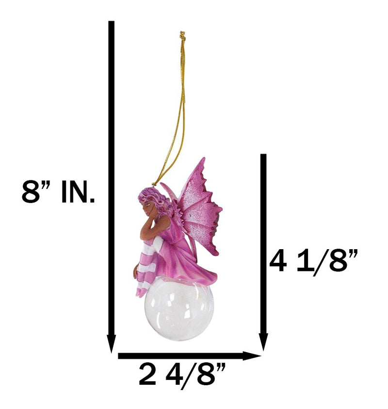 Pink Peony Bubble Rider Fairy Hanging Ornament Amy Brown Holiday Collection