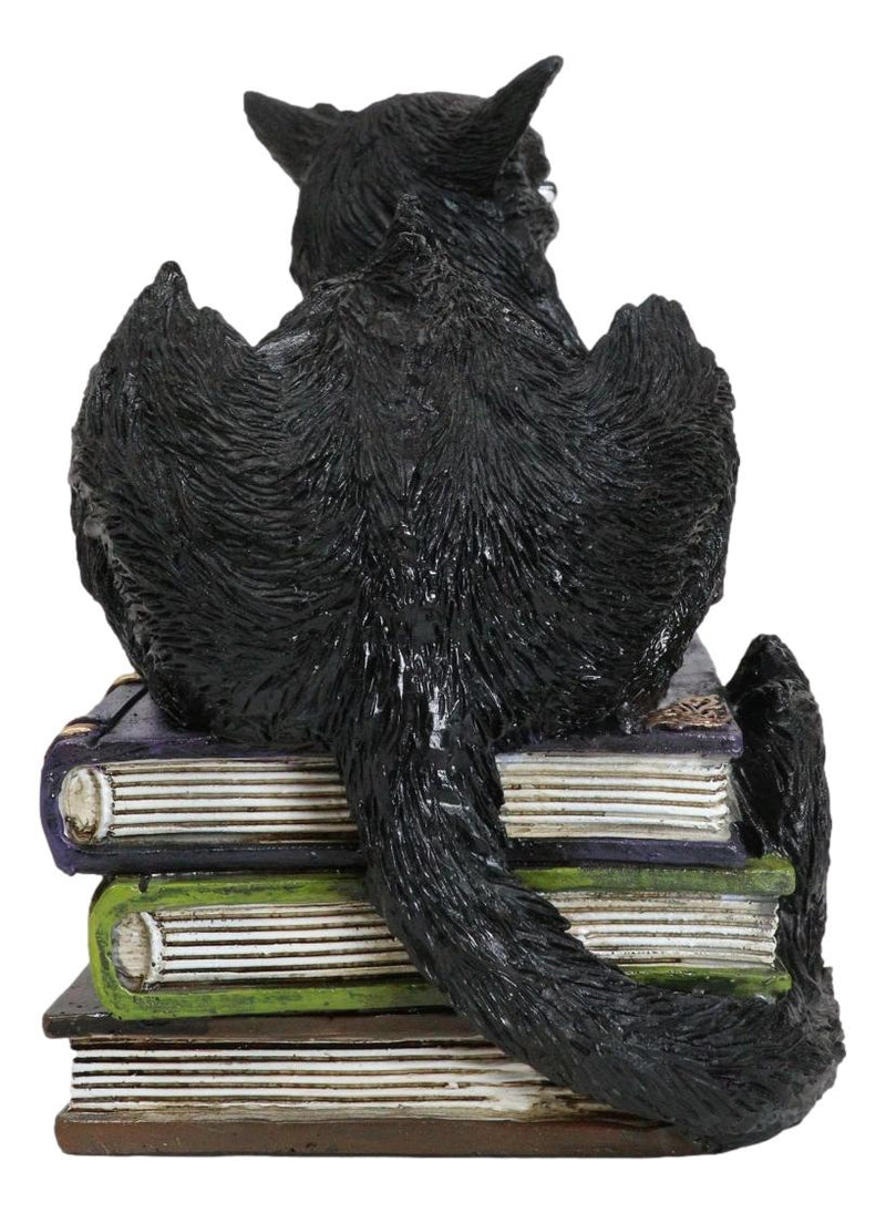 Witching Hour Mystical Black Cat With LED Eyes On Witchcraft Books Figurine