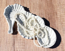 Cast Iron Rustic White Swimming Seahorse Trinket Coins Jewelry Tray Dish Decor