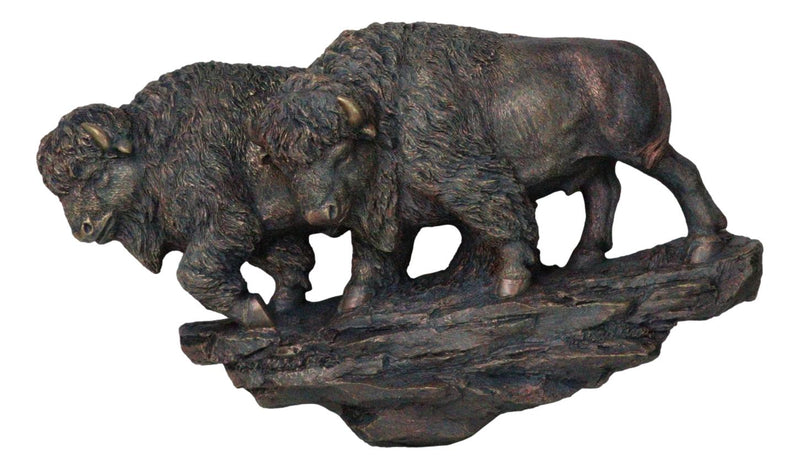 Faux Bronze Native American Brown Bison Buffalo Herd Wall Sculpture Relief 21"L