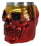 Metallic Gold And Red Alien UFO Jointed Skull Grinning Coffee Mug Macabre Decor