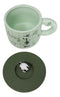 Green Panda Bears Climbing On Bamboo Mug With Anime Panda Figurine Handle Lid