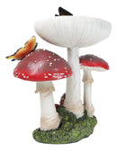 Enchanted Fairy Garden Toadstool Mushrooms With Monarch Butterflies Figurine