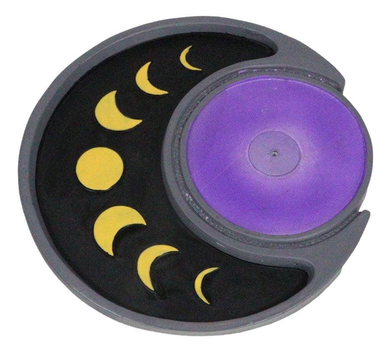 Wicca Mystical Phases Of The Moon Symbols Crescent Round Incense Stick Holder