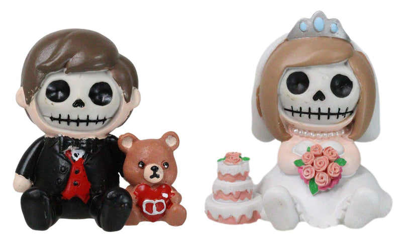 Set Of 2 Mr And Mrs Furrybones Bride Groom Wedding Skeleton Furrybones Figurines