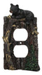 Set of 2 Rustic Forest Black Bears Climbing Tree Double Receptacle Outlet Covers