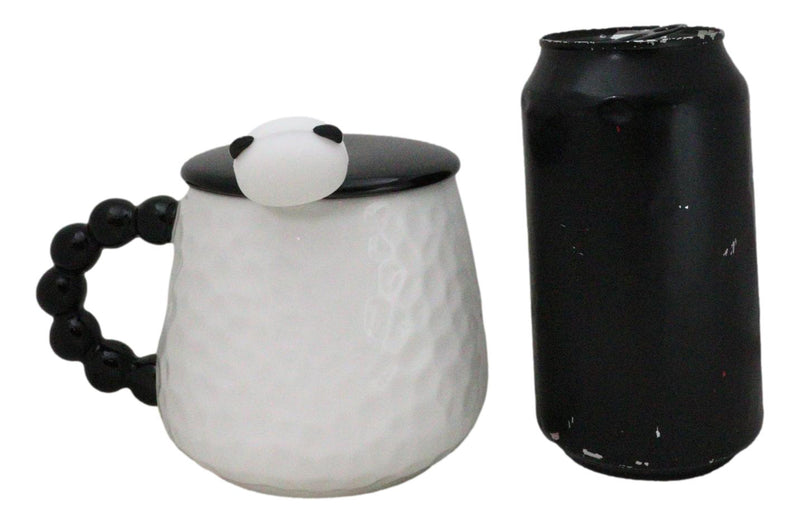 Ceramic Cute Lucky Panda Bear Cartoon With Lid And Panda Head Spoon Mug Cup