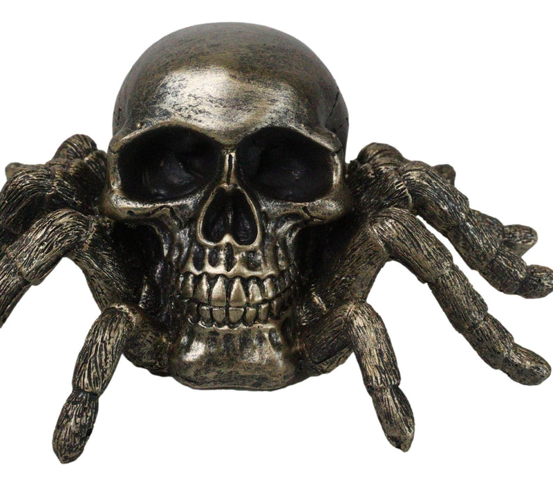 Faux Bronze Creepy Crawler Tarantula Arachnid Skulltula Spider Skull Figurine