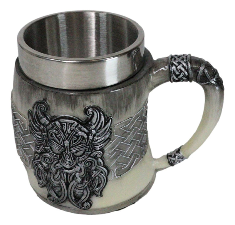 Gothic Viking Horned Warrior Danegeld Skull Tankard Mug 20oz With Hammer Handle