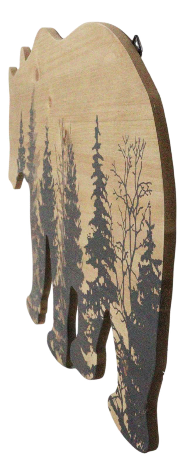 Western Black Bear With Pine Trees Forest Silhouette Wooden Cutout Wall Decor