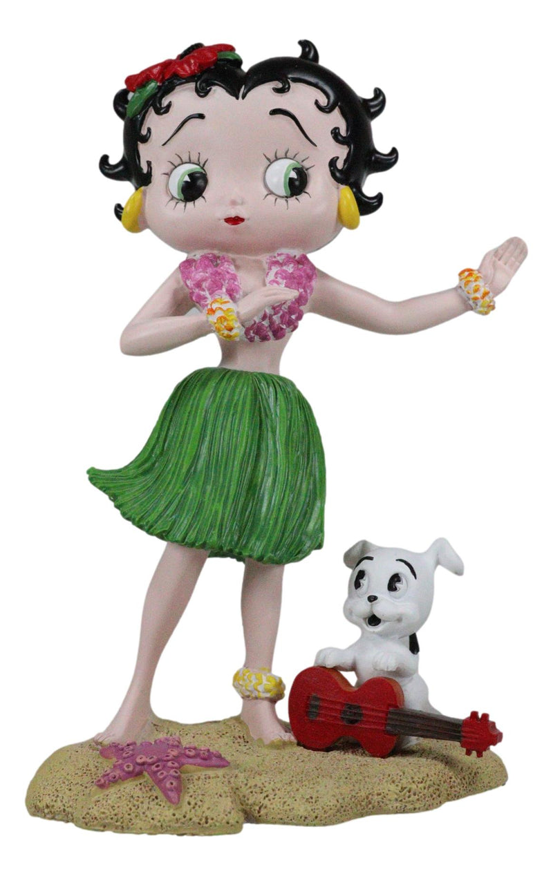 Ocean Hawaii Aloha Betty Boop Hula Dancing with Pudgy Dog and Ukulele Figurine