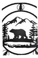 24"Dia Rustic Western Black Bear By Mountains Pine Forest Metal Wall Circle Sign