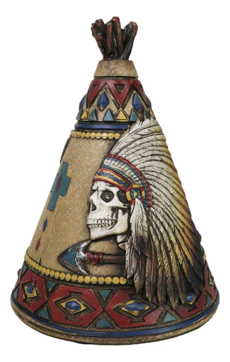 Rustic Southwestern Indian Chief Crossed Arrows Teepee Hut Skull Money Bank