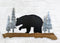 20"L Rustic Forest Black Bear By Pine Trees Silhouette Wood & Metal Wall Plaque