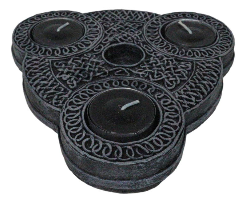 Wicca Triple Goddess Celtic Knotwork Triquetra Triple Votives Taper Candleholder