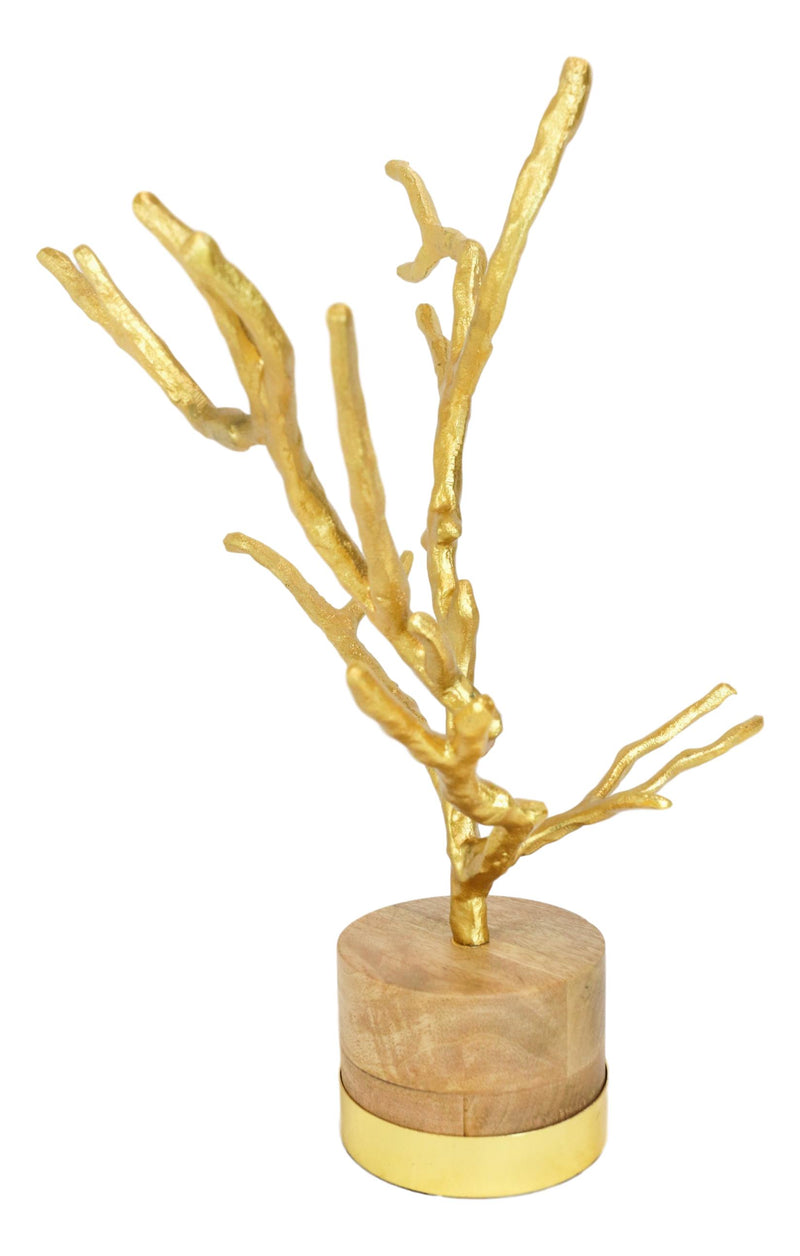 Contemporary Chic Golden Aluminum Jewelry Tree Branch Holder Stand Figurine