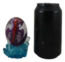 Purple Dragon In Acrylic Glass Egg With Aqua Crystals And LED Lava Rock Bases