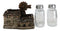 Western Farmhouse Barn With Windmill And Wagon Salt Pepper Shakers Holder Set