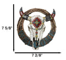 Native Indian Cow Skull with Colorful Navajo Vectors Welcome Wreath Wall Sign