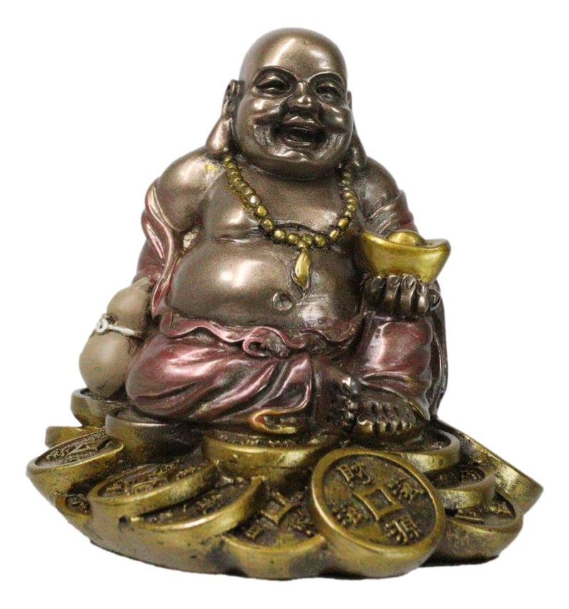 Bodhisattva Maitreya Buddha Ajita Holding Golden Nugget Mini 3" Tall Figurine