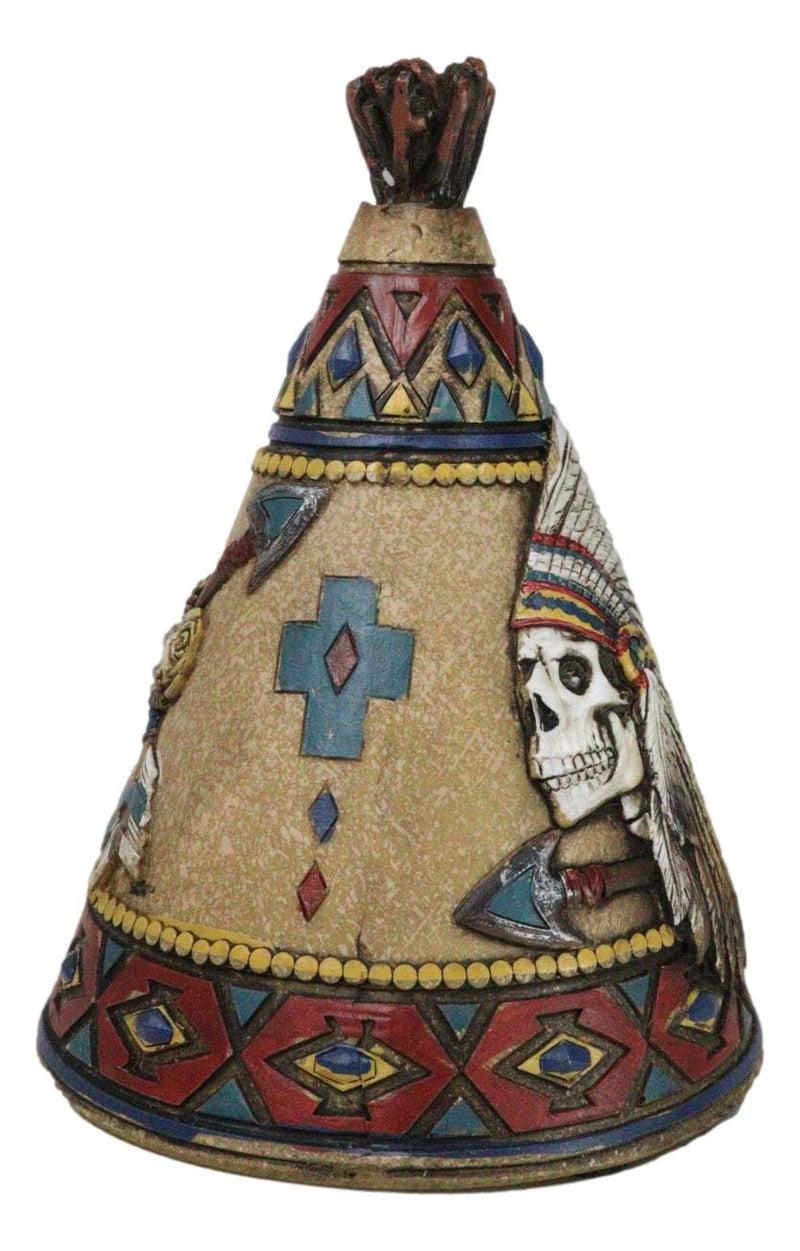 Rustic Southwestern Indian Chief Crossed Arrows Teepee Hut Skull Money Bank