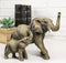 Jungle Stroll Safari Savanna Elephant Father And Calf Walking Alongside Figurine