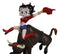 Wild West Country Cowgirl Betty Boop With Red Hat Riding A Toro Bull Figurine