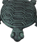 Pack Of 4 Cast Iron Verdigris Marine Sea Turtle Shell Garden Stepping Stones