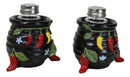 Southwestern Pot Of Chili Peppers Canister Jars Salt Pepper Shakers Holder Set