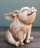 Rustic Country Farmhouse Hog Heavens Flying Baby Angel Pig Coin Money Bank