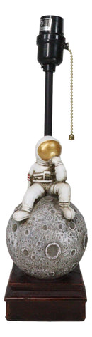 Deep Space Exploration Astronaut Landing On Cratered Moon Desktop Table Lamp