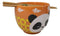 Orange Lucky Panda Bear Ceramic Donburi Ramen Soup Bowl With Chopsticks Set