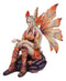 Goddess of Fire Elemental Pixie Fairy in Ember Pyre Dress Sitting Figurine