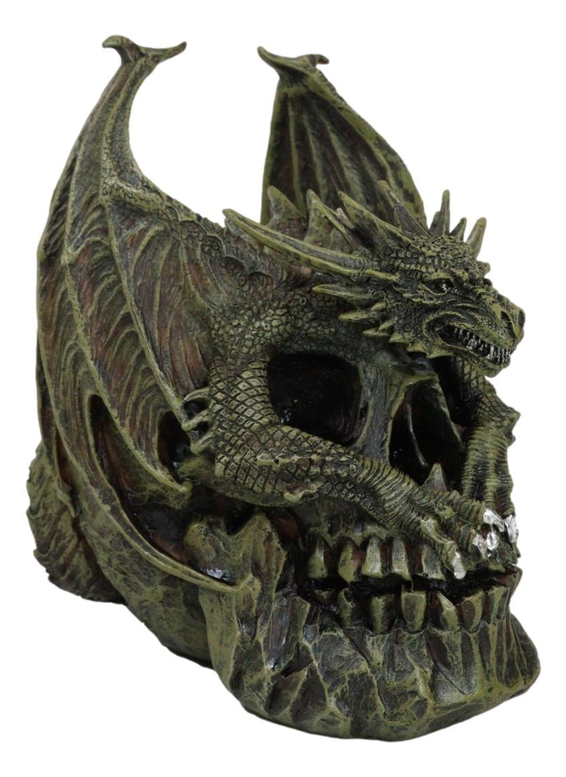 Hades Hellbringer Drogon Winged Behemoth Dragon Perching On Rocky Skull Figurine