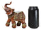 Faux Wood Trunk Up Elephant with Golden Scrollwork And Crushed Glass Figurine