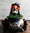 Wiccan Grand Witch Black Cat By LED Potion Bubbles Triple Moon Cauldron Figurine