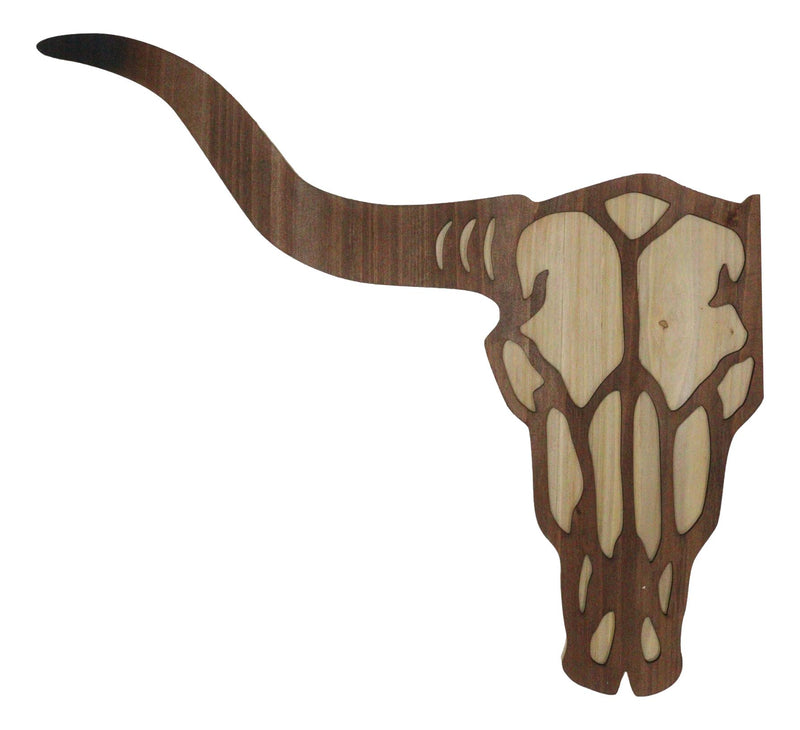 Rustic Western MDF Wood Longhorn Cow Skull Cutout Wall Decor Plaque 29.25"L