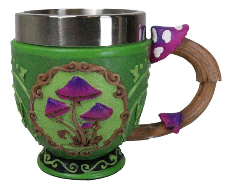 Wicca Whimsical Magic Mushrooms Fungus Forest Green Tea Cup Mug With Handle